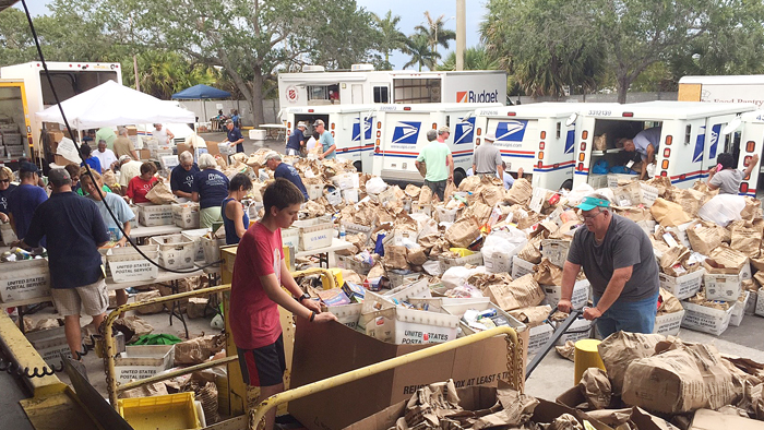 USPS employees collect food donations