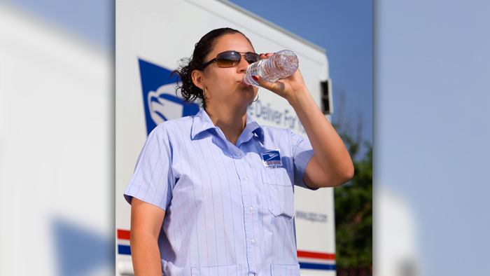 Letter carrier drinking water
