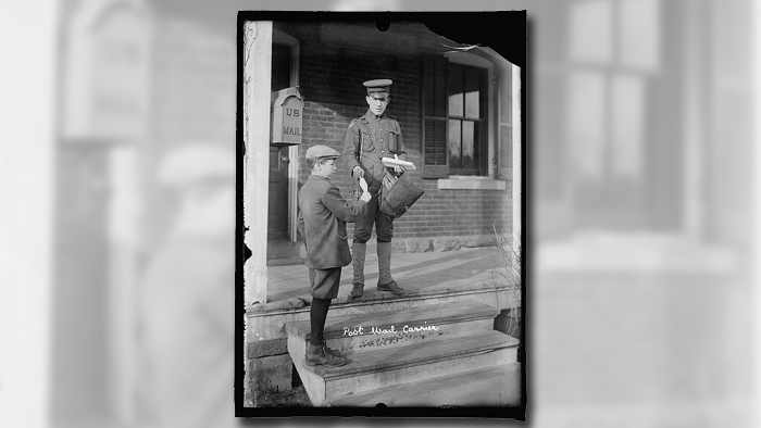 Two U.S. Army Post Office carriers during World War I era