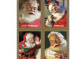 Four stamps showing Santa Claus