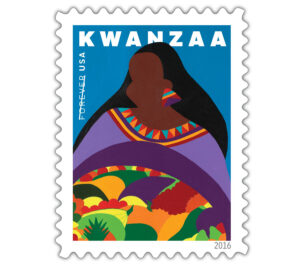 Stamp showing illustration of African-American woman