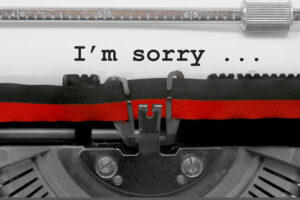 Apology letter in typewriter