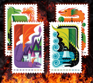 The four Dragons stamps