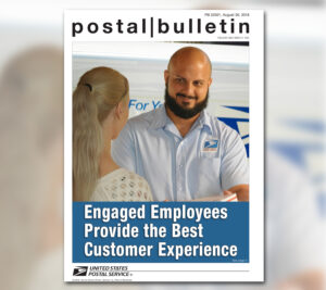 USPS publication cover showing smiling employee serving customer