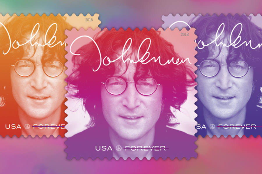 John Lennon stamp pane