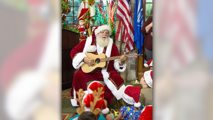 Santa Claus performs a song