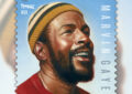 Stamp showing an illustration of a smiling Marvin Gaye