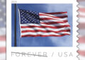 Stamp showing U.S. flag waving in breeze