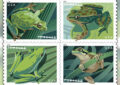 Stamps showing illustrations of frogs