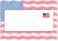 Plain white envelope bearing flag stamp