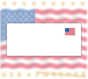 Plain white envelope bearing flag stamp