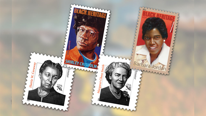 Sen. Hattie Caraway, Sen. Margaret Chase Smith, Rep. Barbara Jordan and Rep. Shirley Chisholm