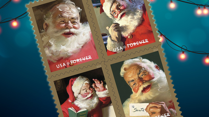 Sparking Holidays stamps featuring Santa Claus