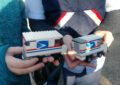 Postal vehicle replica made from Lego blocks