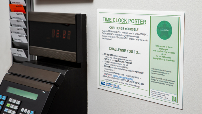 Employee Engagement time clock poster