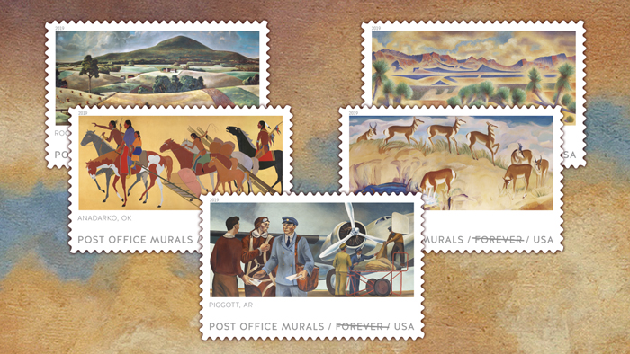 Stamps featuring murals in Post Offices