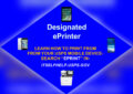 Blue placard that identifies ePrint printers.