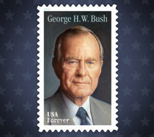 Stamp bearing George H.W. Bush's portrait