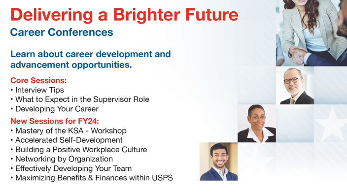 USPS postcard advertising upcoming career conferences