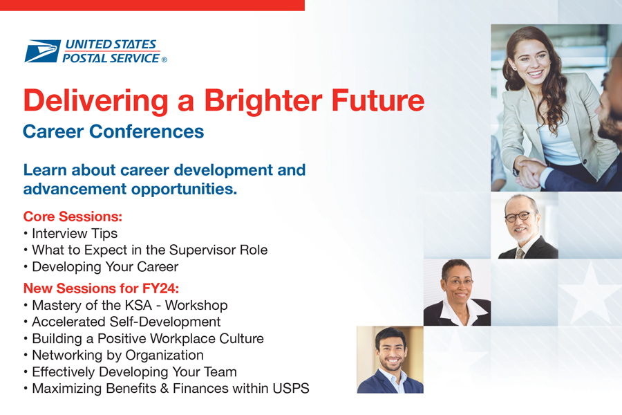 USPS postcard advertising upcoming career conferences