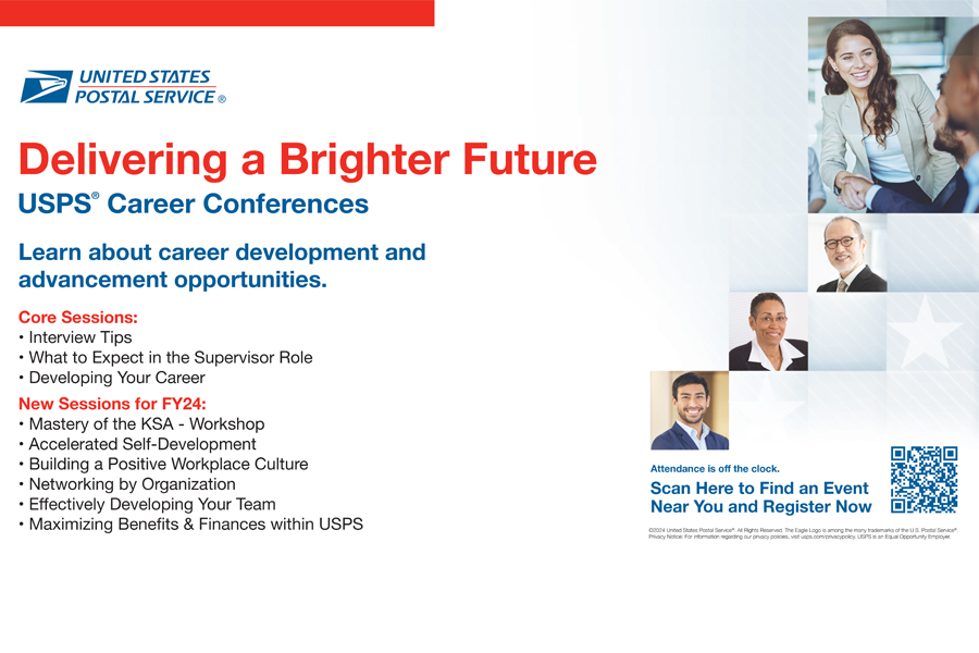 Promotional ad for career conferences with QR code
