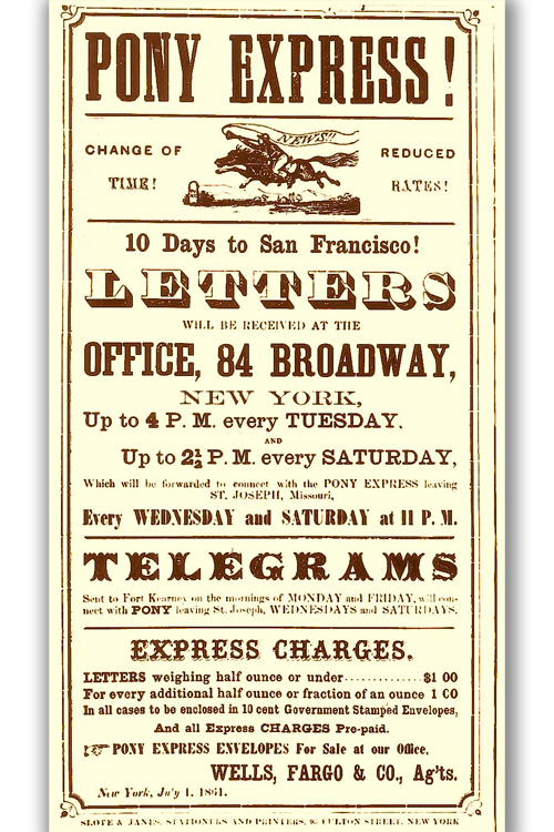 A poster advertising the Pony Express