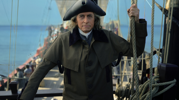 Actor Michael Douglas playing Benjamin Franklin in the Apple TV+ limited series “Franklin,” debuting April 12.