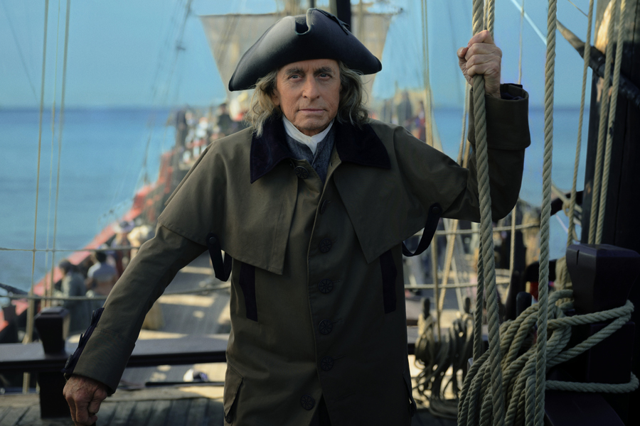 Actor Michael Douglas playing Benjamin Franklin in the Apple TV+ limited series “Franklin,” debuting April 12.