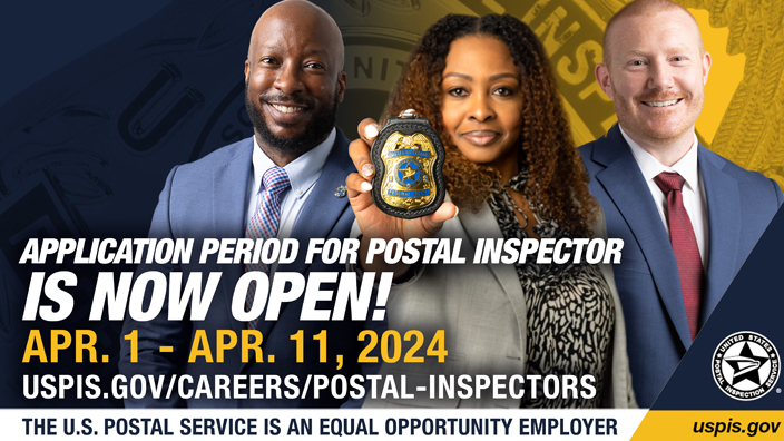 Advertisement for postal inspector job openings