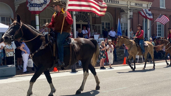 Riders take to the streets of St. Joseph, MO, during the Pony Express Re-Ride last week.