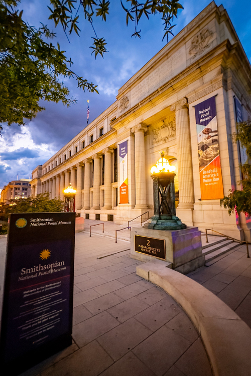 The outdoor entrance to the National Postal Museum in Washington, DC