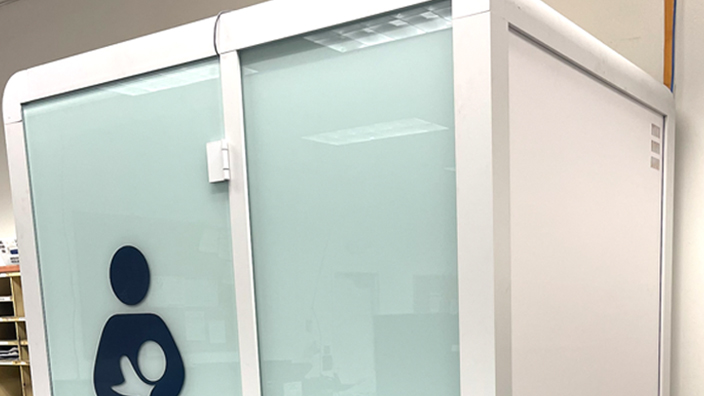 A special pod provides privacy for employees who need to express milk