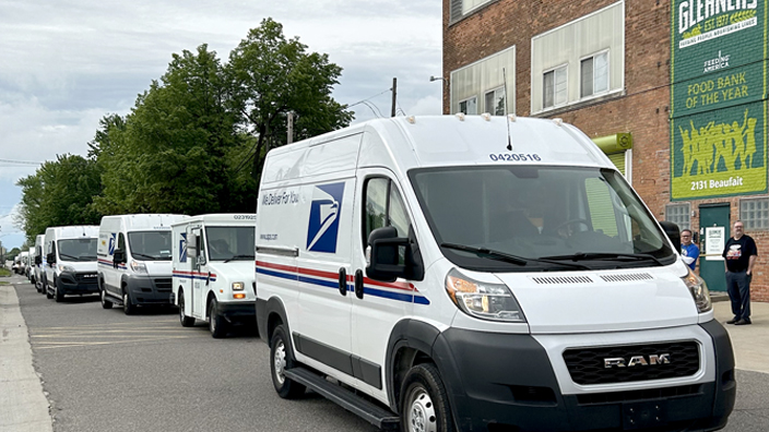 Fleet of USPS vehicles