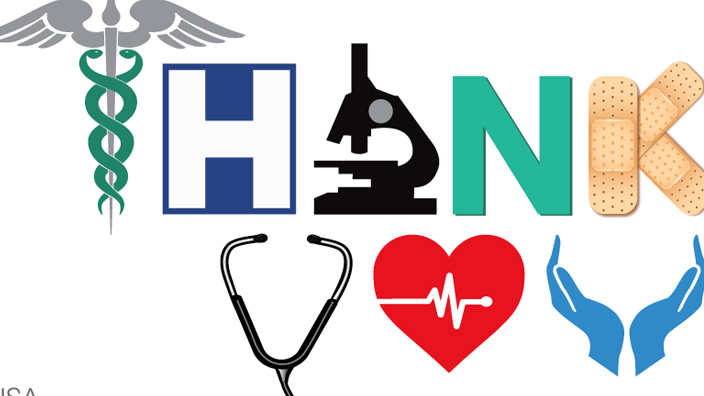 The Thank You, Healthcare Community Stamp will show health-related icons spelling out the words “thank you.”