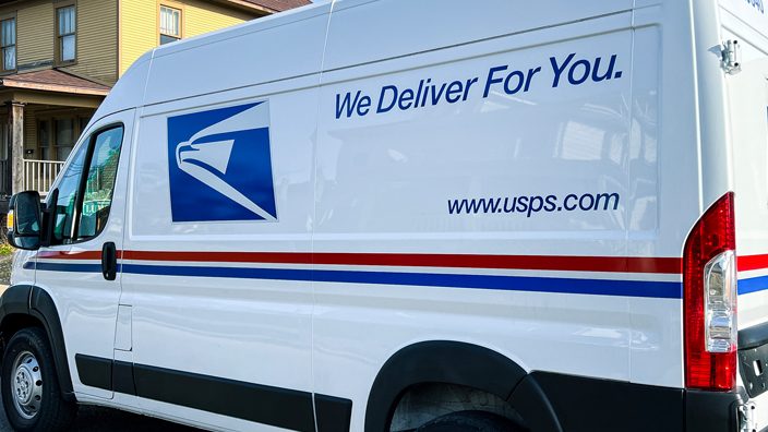 A USPS delivery van