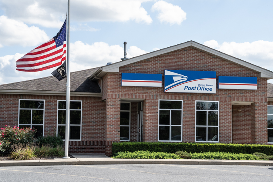 The exterior of a U.S. Post Office