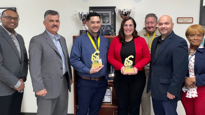 Dallas area employees who participated in the scavenger hunt include, from left, Jinu Varghese, Daniel Reyes III, Thomas Nguyen, Idamis Claudio-Benitez, Scott Pruitt, James Alva and Lacora Leatherberry-Stroud.