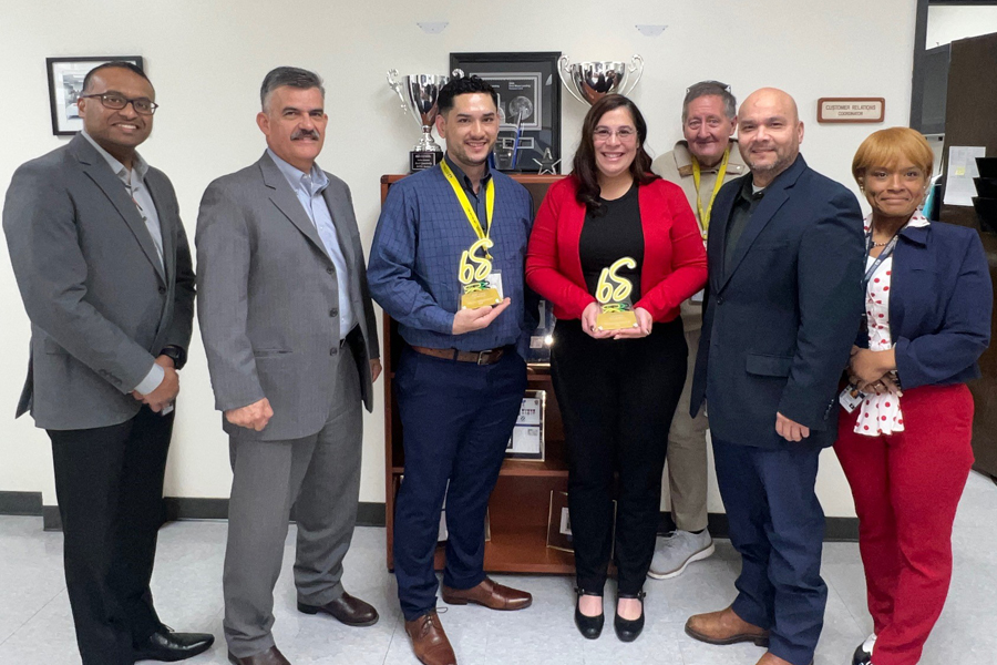 Dallas area employees who participated in the scavenger hunt include, from left, Jinu Varghese, Daniel Reyes III, Thomas Nguyen, Idamis Claudio-Benitez, Scott Pruitt, James Alva and Lacora Leatherberry-Stroud.