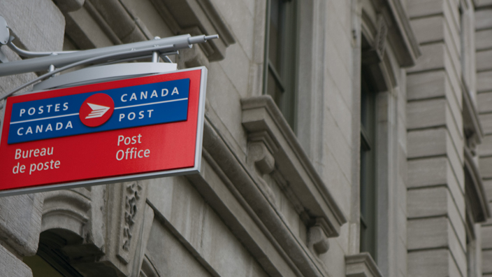 A sign outside a Canada Post Office