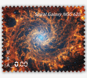 Spiral Galaxy, a Priority Mail stamp, will feature an extremely high-definition image of a spiral galaxy 32 million light-years from Earth. The image, captured by NASA’s James Webb Space Telescope, helps researchers update their models of star formation and allows them to better understand the origins of our universe.