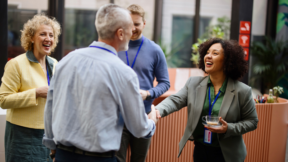 People talking in a professional setting