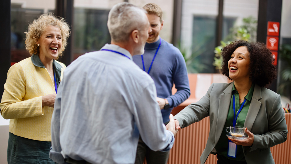 People talking in a professional setting