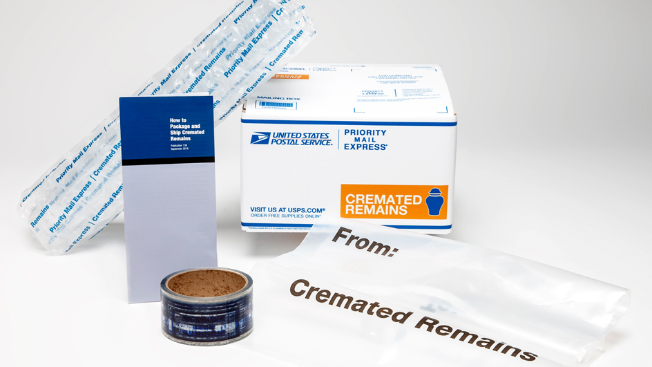A box that says “cremated remains”