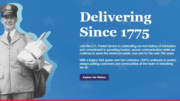 The homepage of a website displaying the words Delivering Since 1775