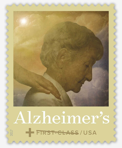 A stamp that shows what is described in the caption.
