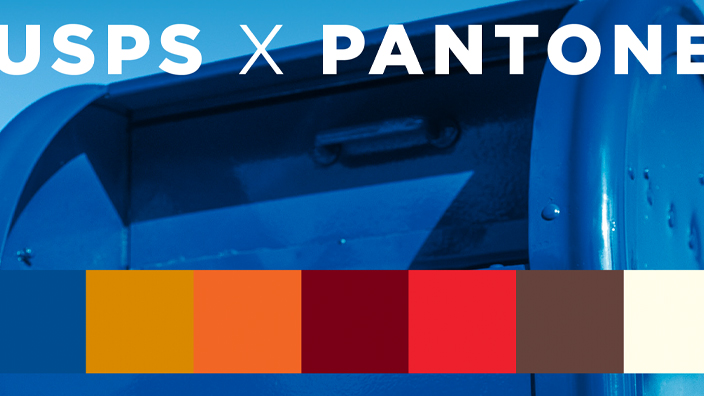 An image of a blue collection box with a series of colors superimposed over it