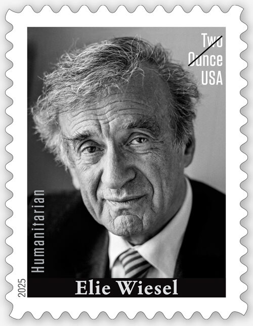 A stamp bearing a black-and-white image of a man
