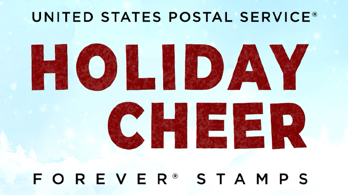 A graphic displaying the four Holiday Cheer stamps.