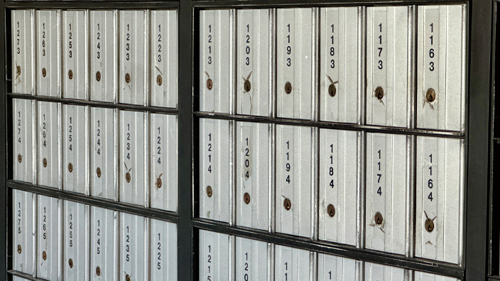 A bank of Post Office boxes