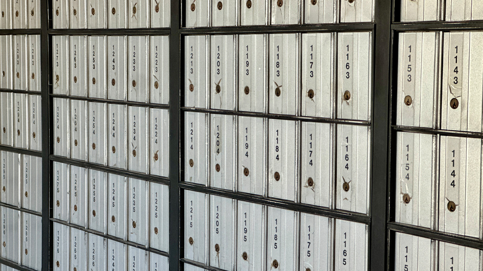 A bank of Post Office boxes